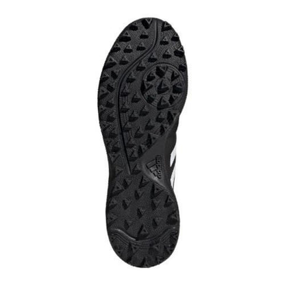 Black sole of a shoe with tread pattern on a white background
