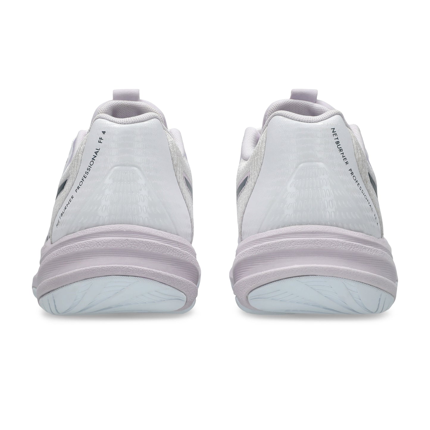 White Asics shoes with sole design on a white background
