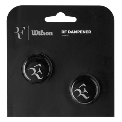 Wilson RF dampener packaging with two dampeners on a black background