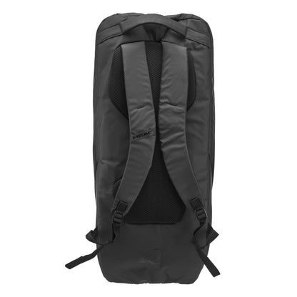 Black racket bag on a white background