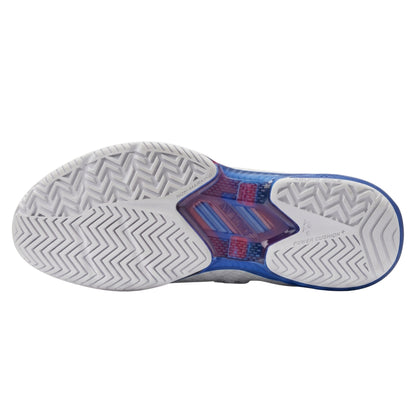 Close-up of a sports shoe sole with brand logo on a white background