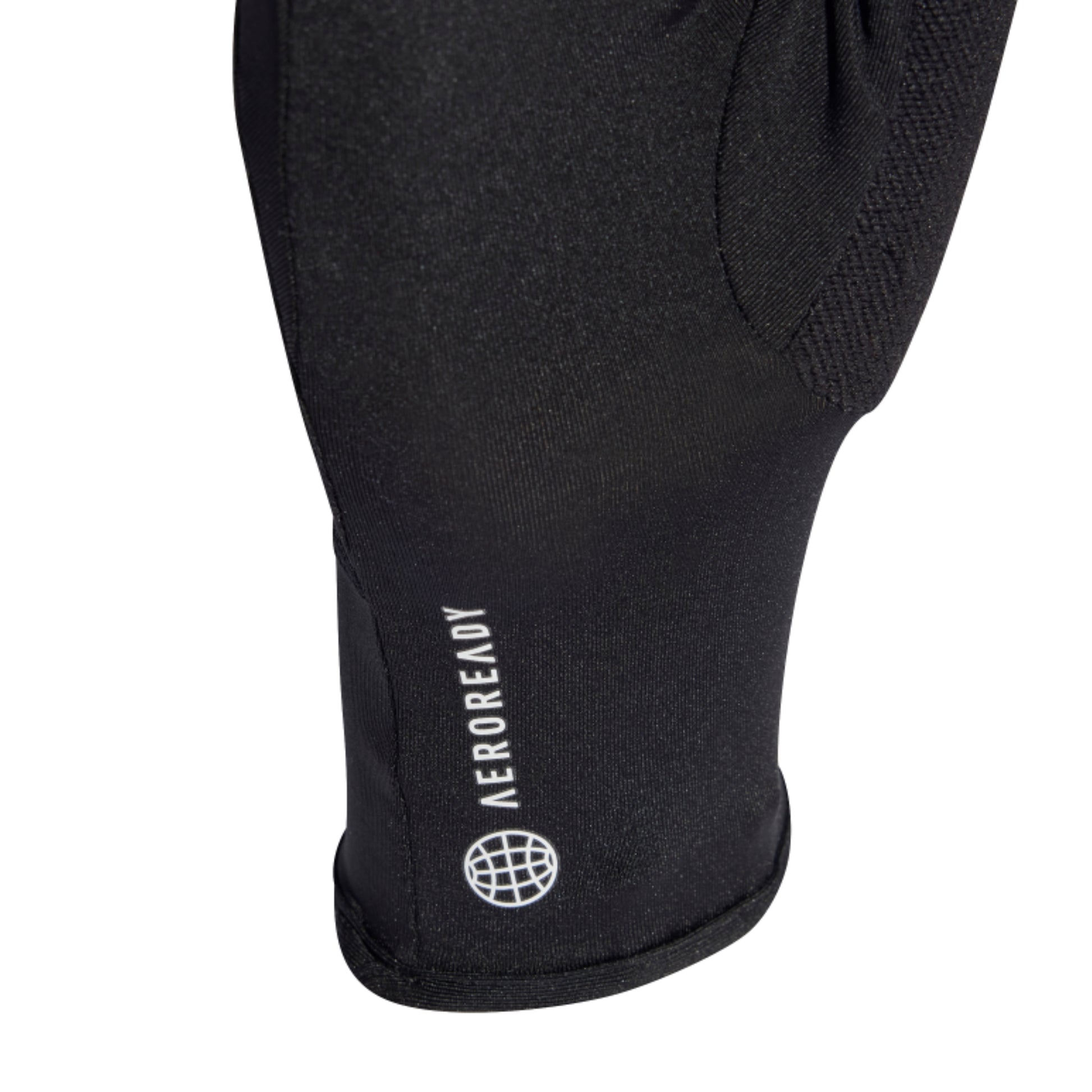 Black glove with Aeroready logo on a white background