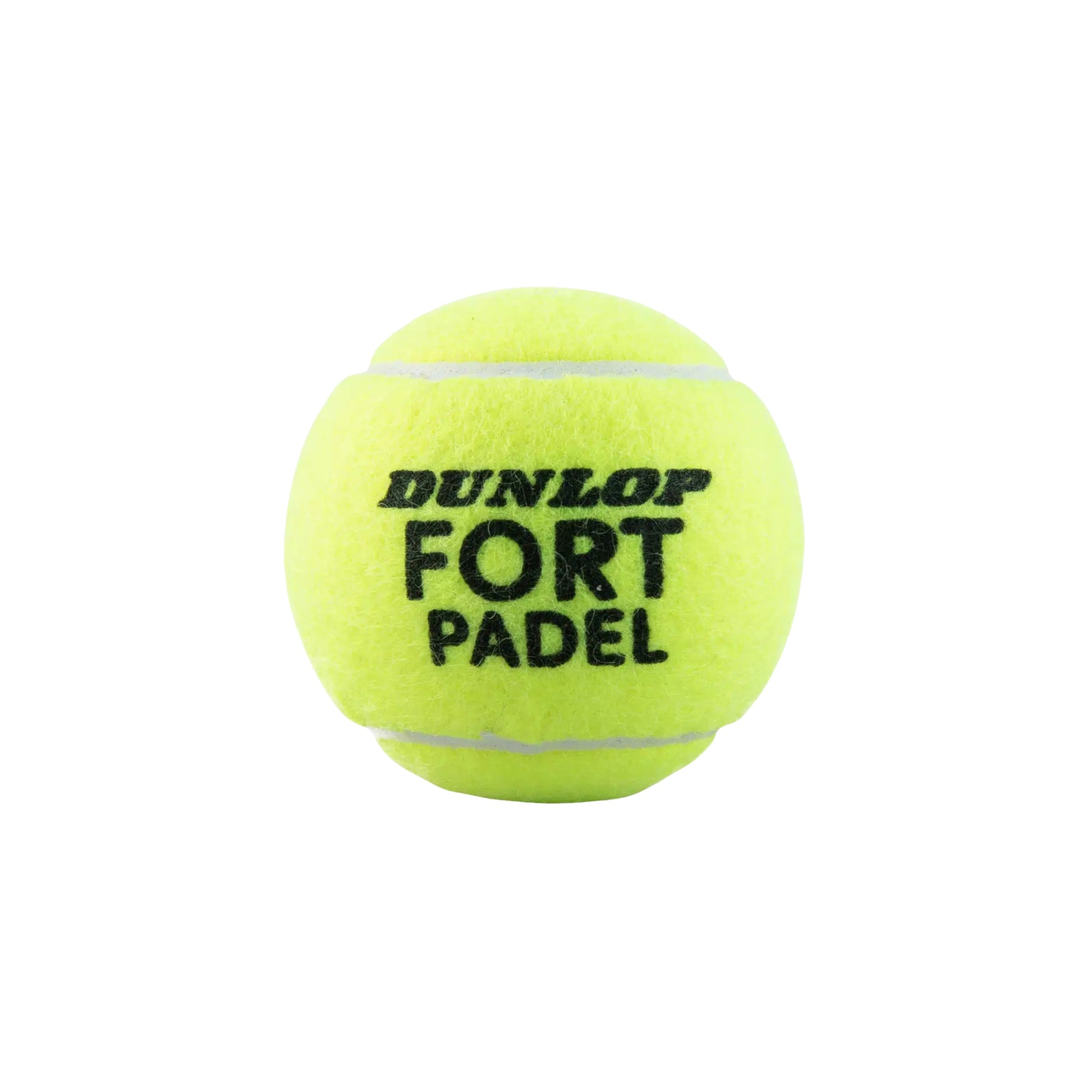 Yellow Dunlop Fort Padel tennis ball on a white background