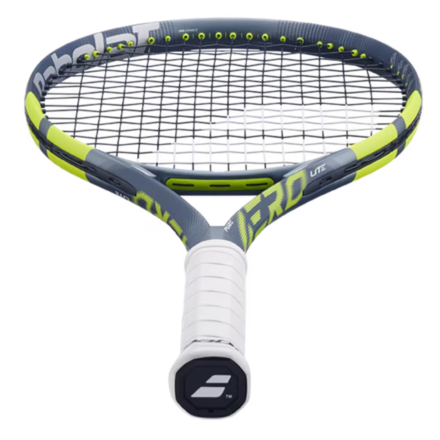 Tennis racket with Babolat branding on a white background