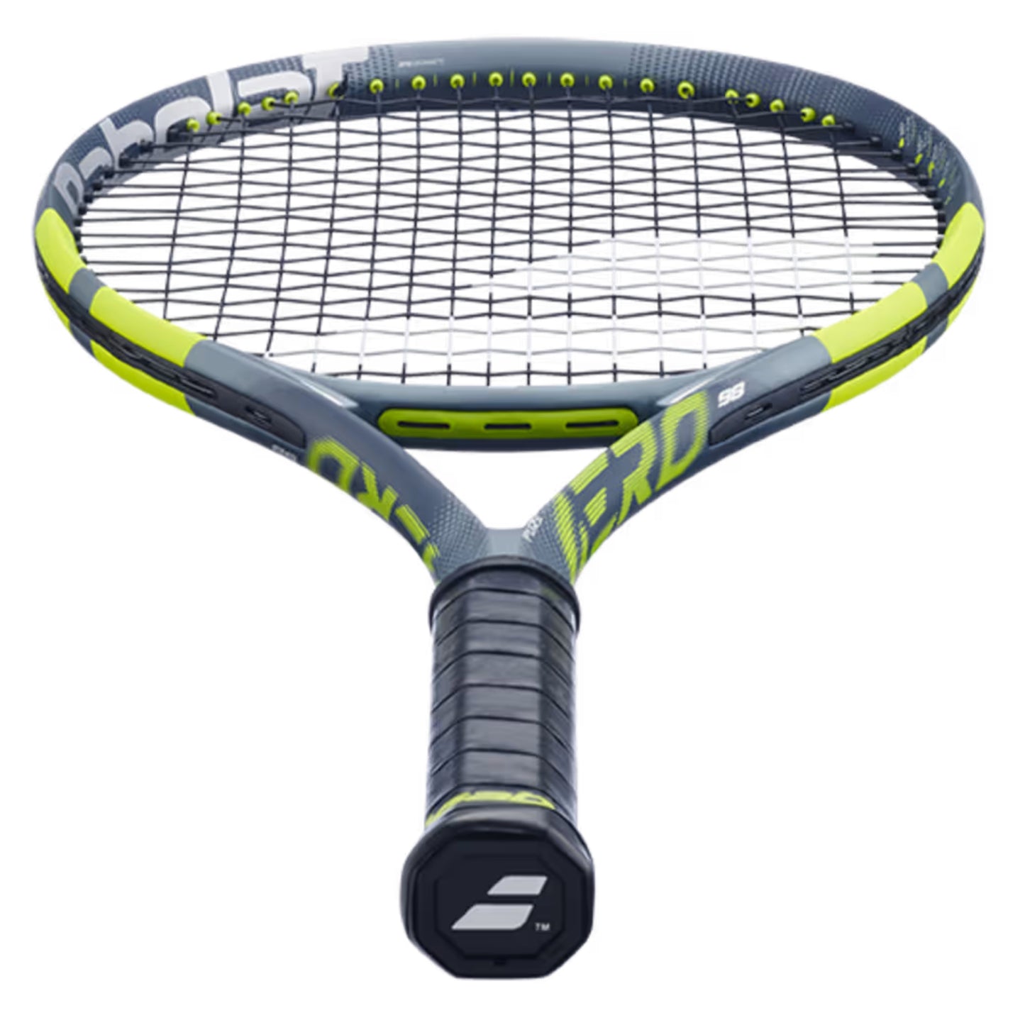Tennis racket with Babolat branding on a white background