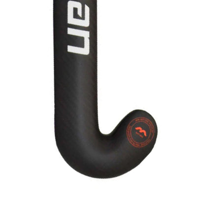 Black hockey stick with a brand logo on a white background