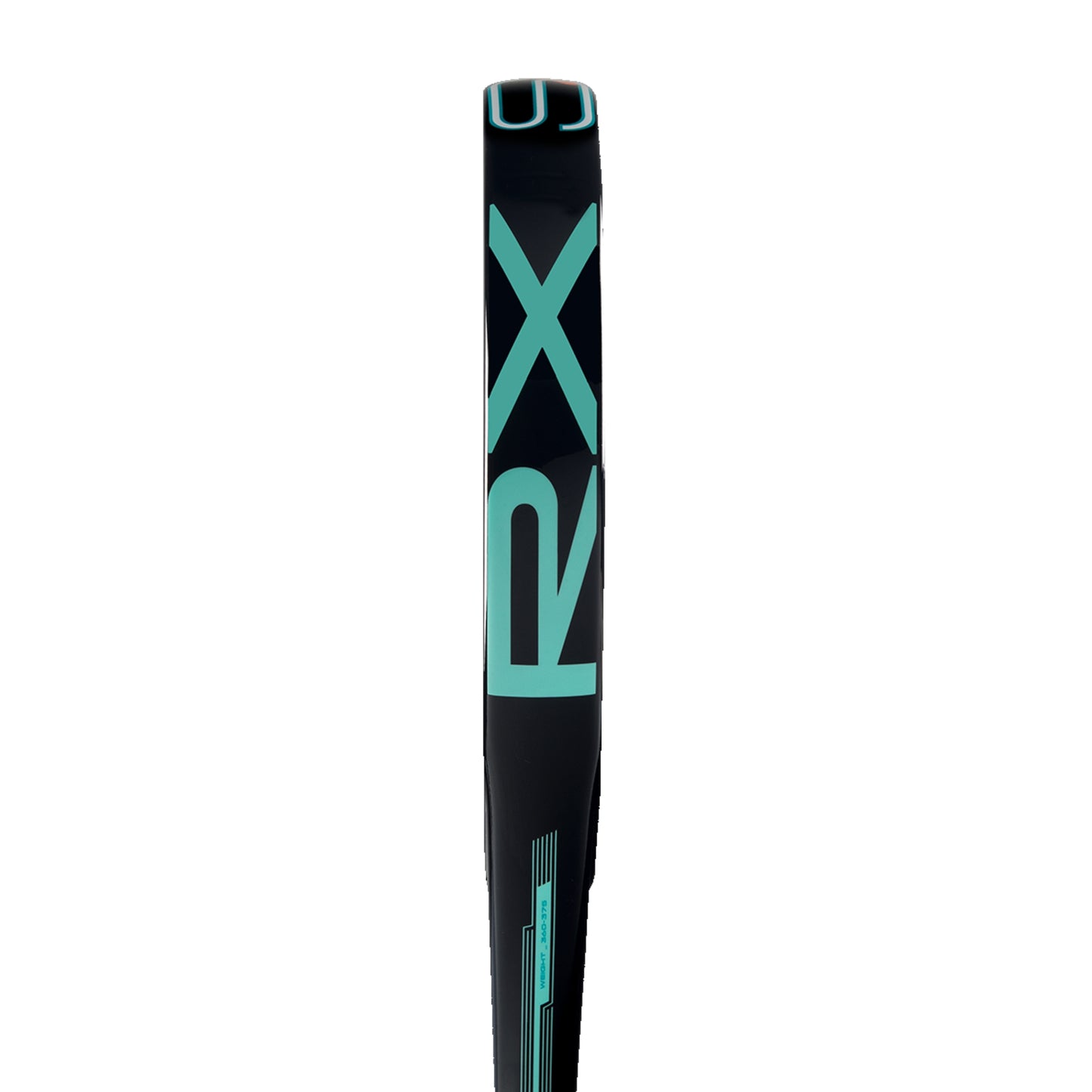 Side view of adidas padel racket with wording RX on a white backfground 