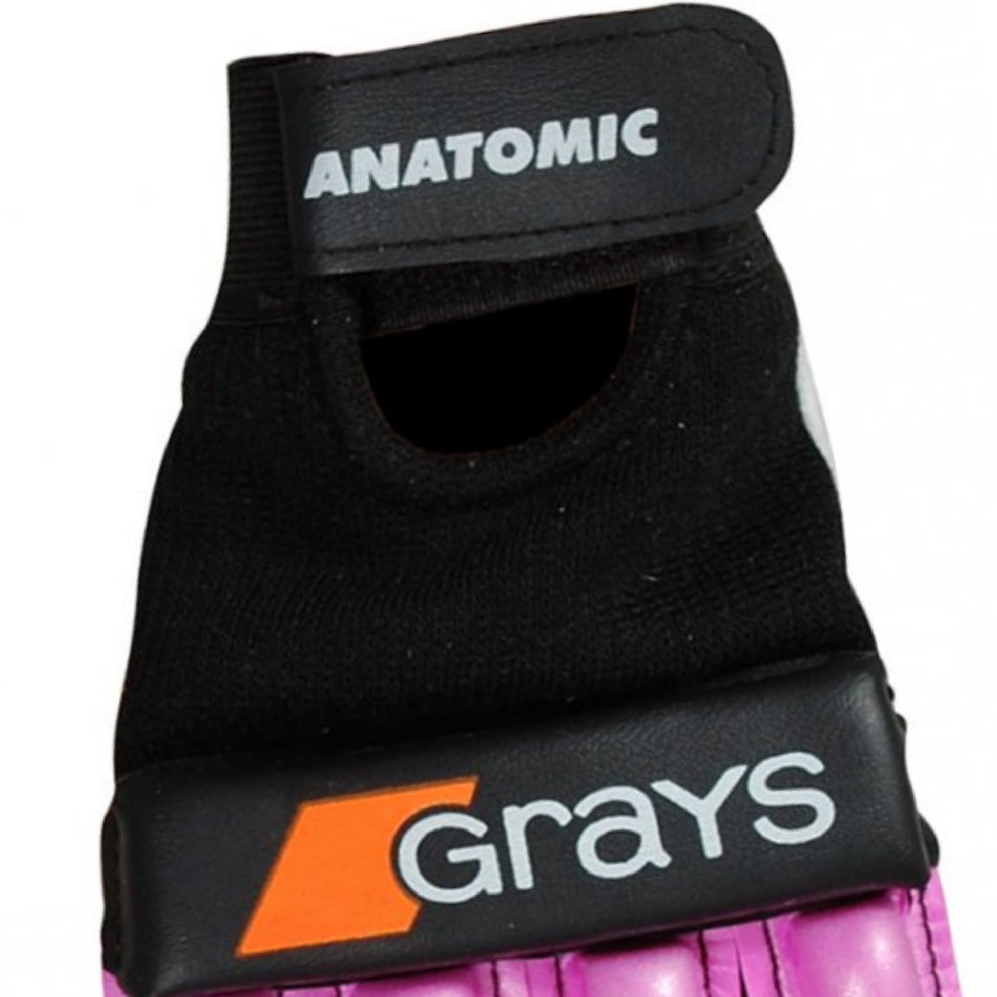 Black and pink sports glove with 'Anatomic' and 'Grays' branding on a white background