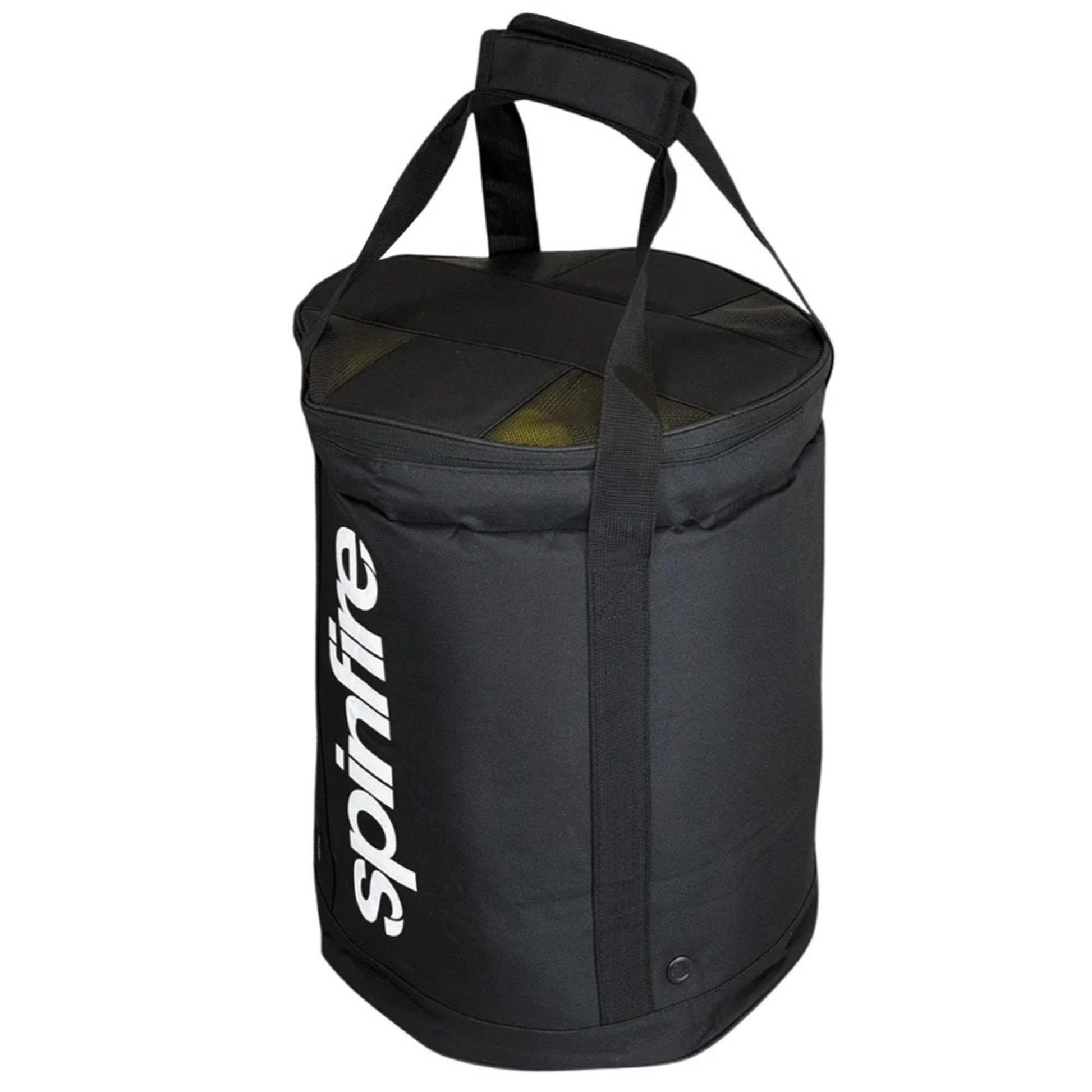 Black bag with 'spinfire' logo on a white background