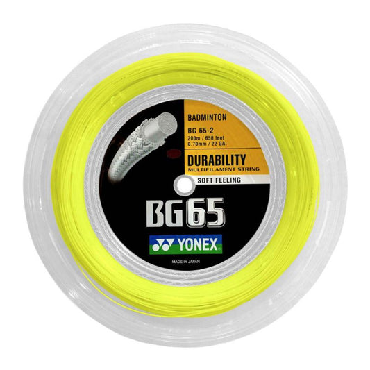 YONEX STRING BMT BG65 22G 0.70MM YELLOW REEL