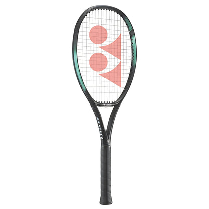 Black tennis racket with Yones branding on a white background