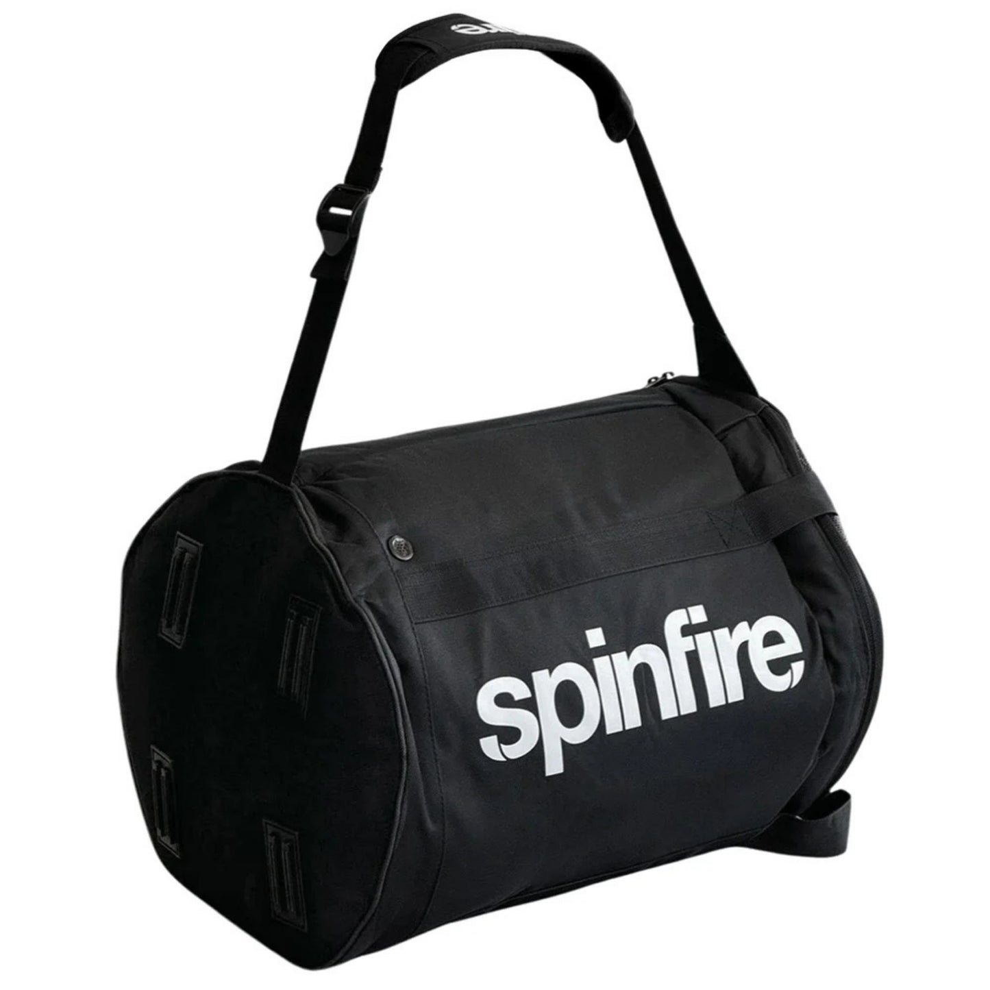 Black bag with 'spinfire' logo on a white background