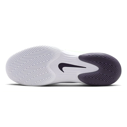White tennis shoe sole with black swoosh logo on a white background