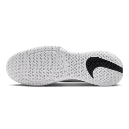 White tennis shoe sole with a black logo on a white background