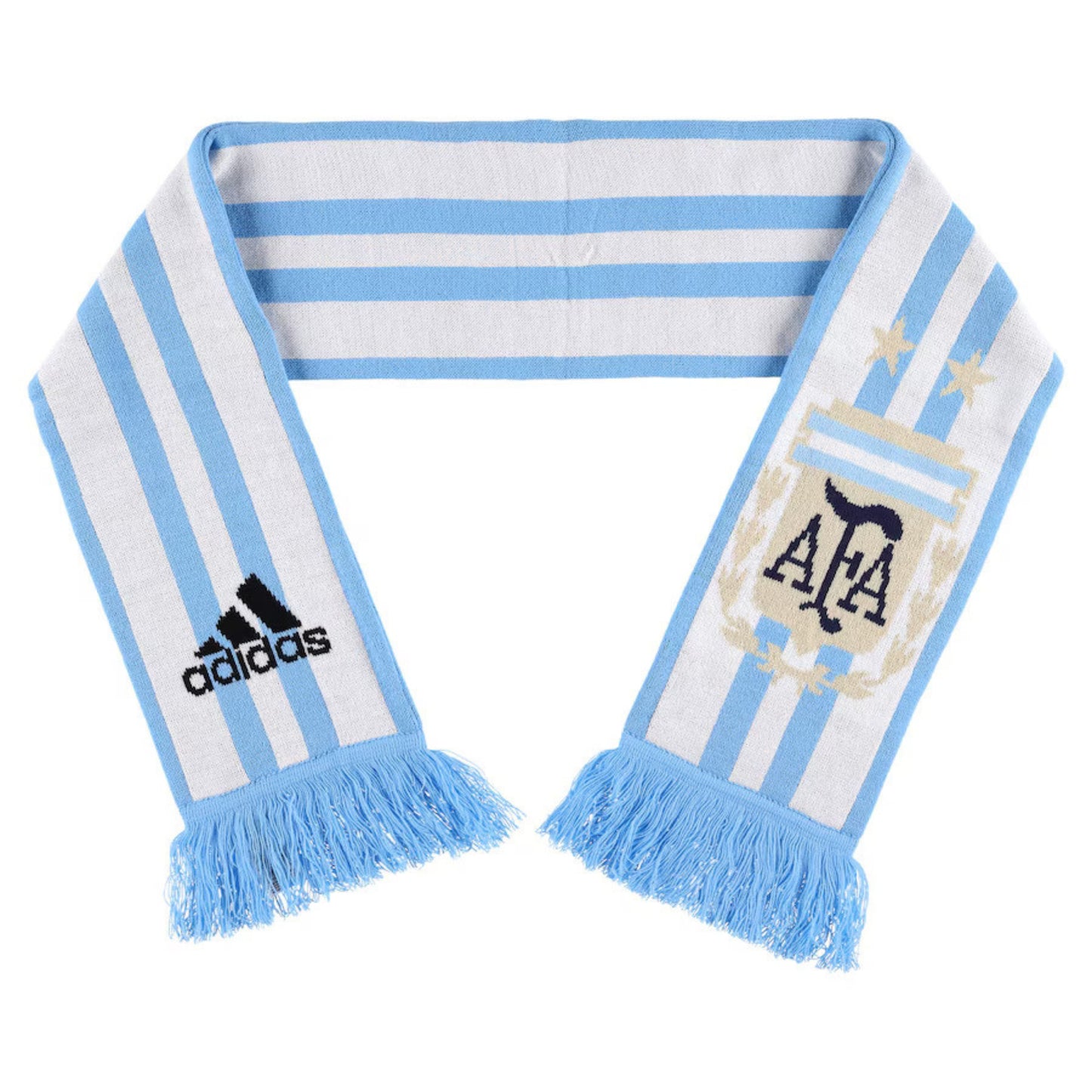 Striped scarf with Adidas logo and AFA emblem on a white background