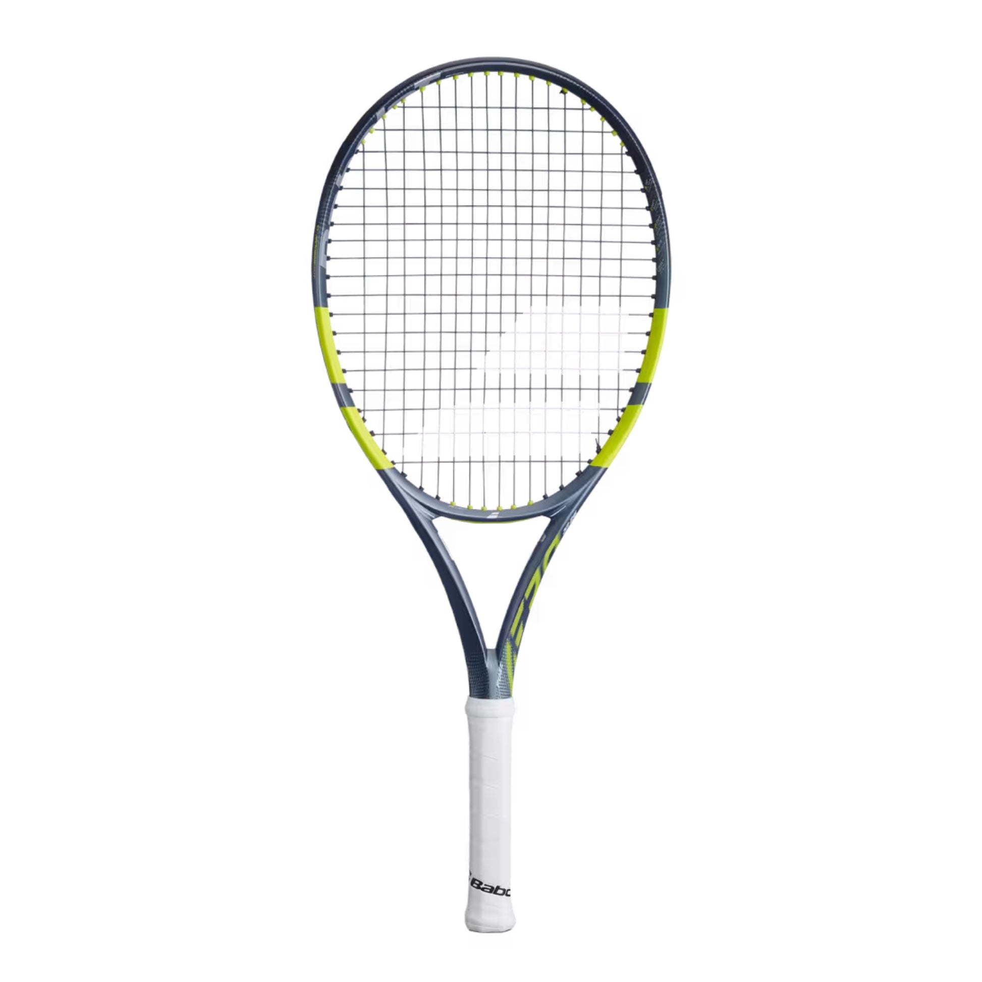 Babolat Tennis racket with a white handle on a white background