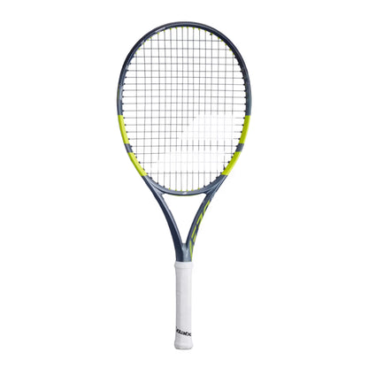 Babolat Tennis racket with a white handle on a white background