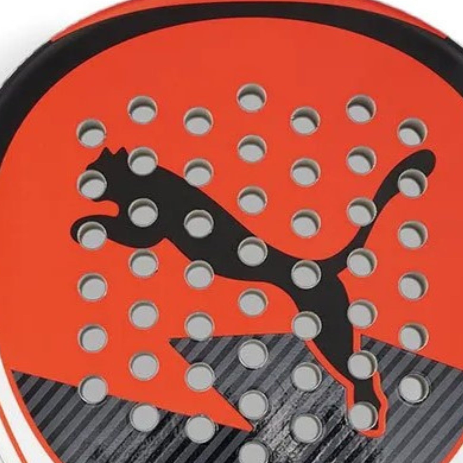 Puma padel racket close up nova smash black and red