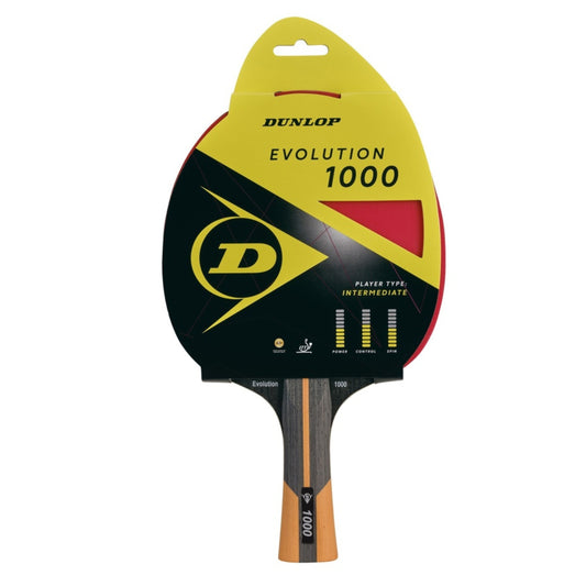 Dunlop Evolution 1000 table tennis bat packaging on a white background