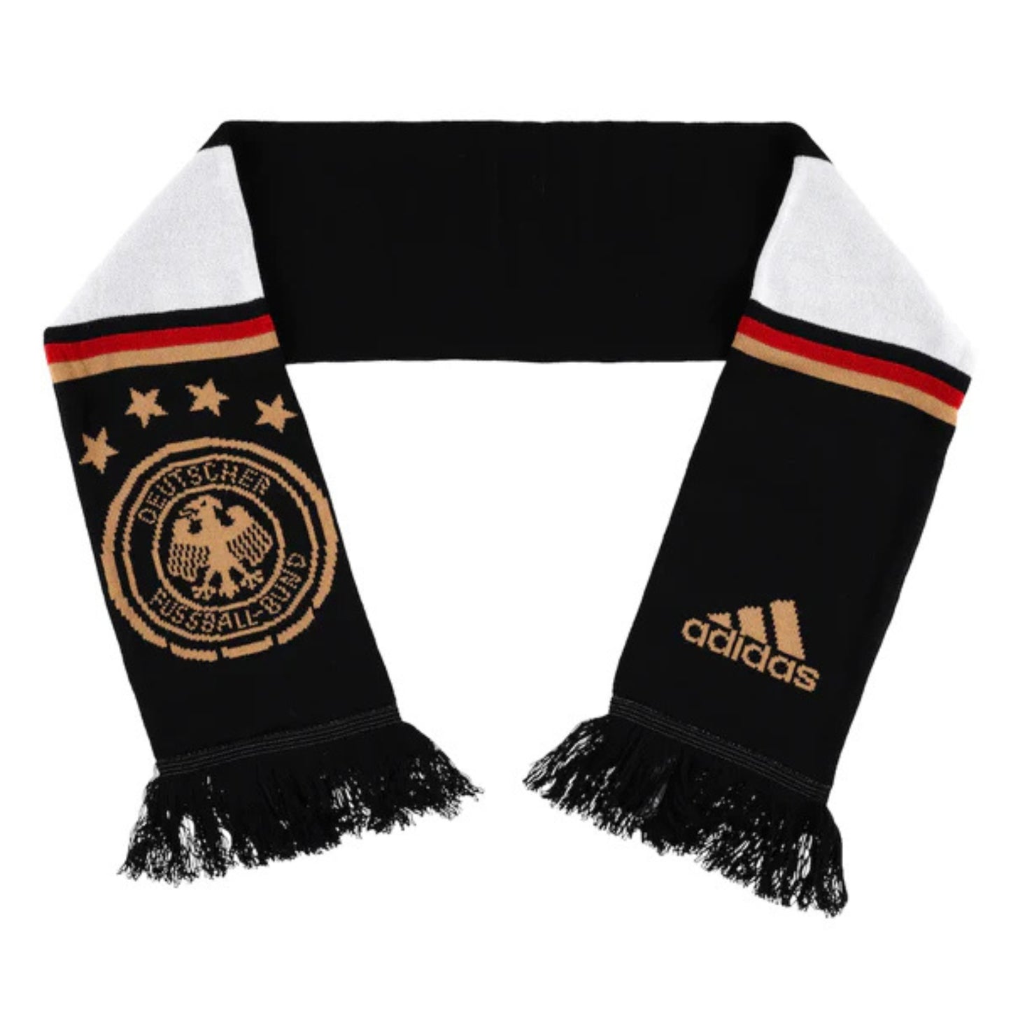 Black scarf with Adidas logo and German football association emblem on a white background