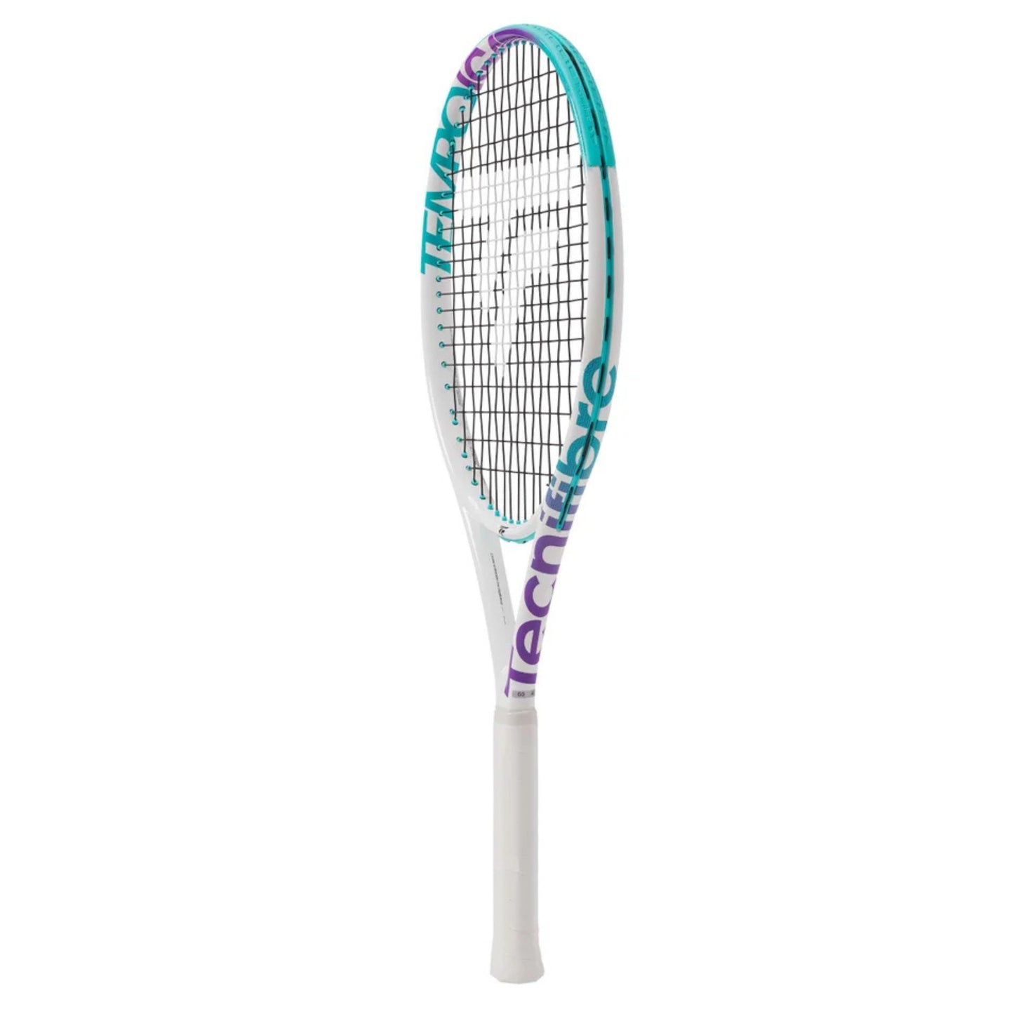 Tecnifibre Tennis racket with a white handle and colorful frame on a white background
