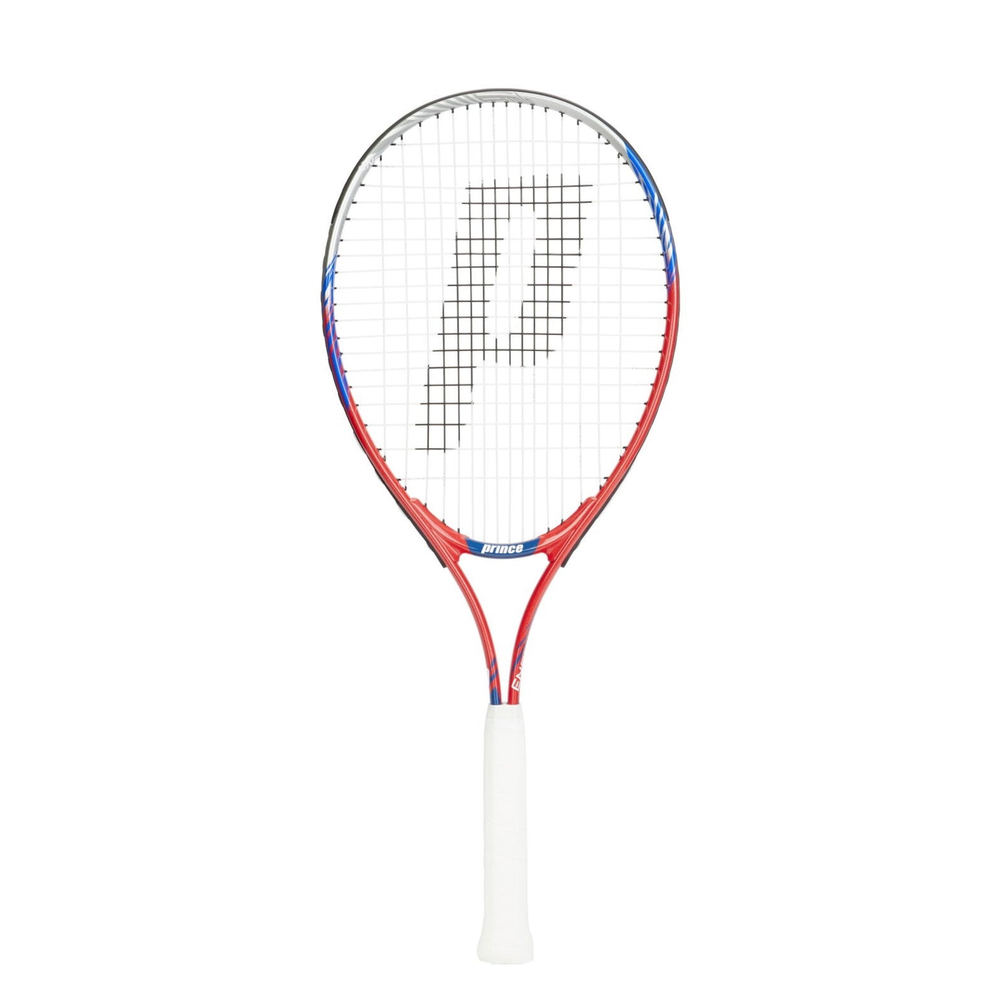 Tennis racket with a white handle on a white background