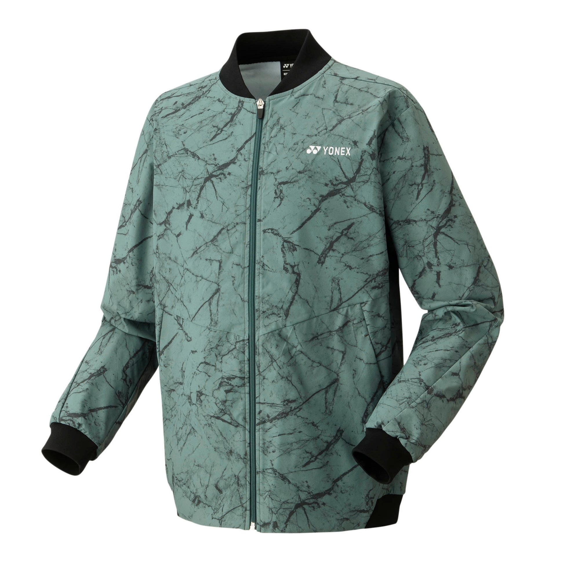 Green patterned jacket with Yonex logo on a white background