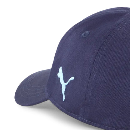 Puma navy blue cap with a white logo on a white background