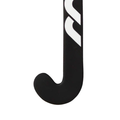 Black hockey stick on a white background