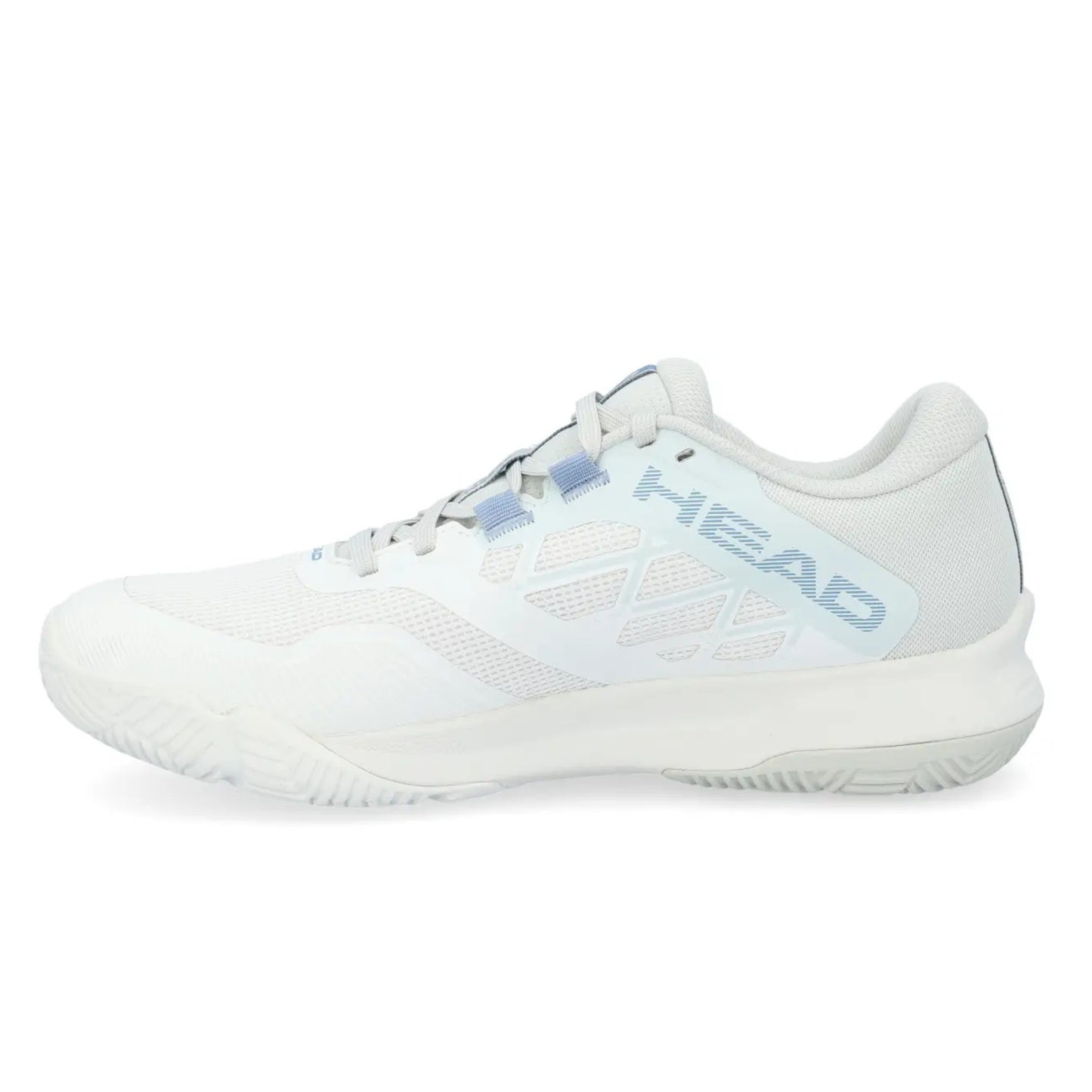 White Head padel shoes with light blue accents on a white background