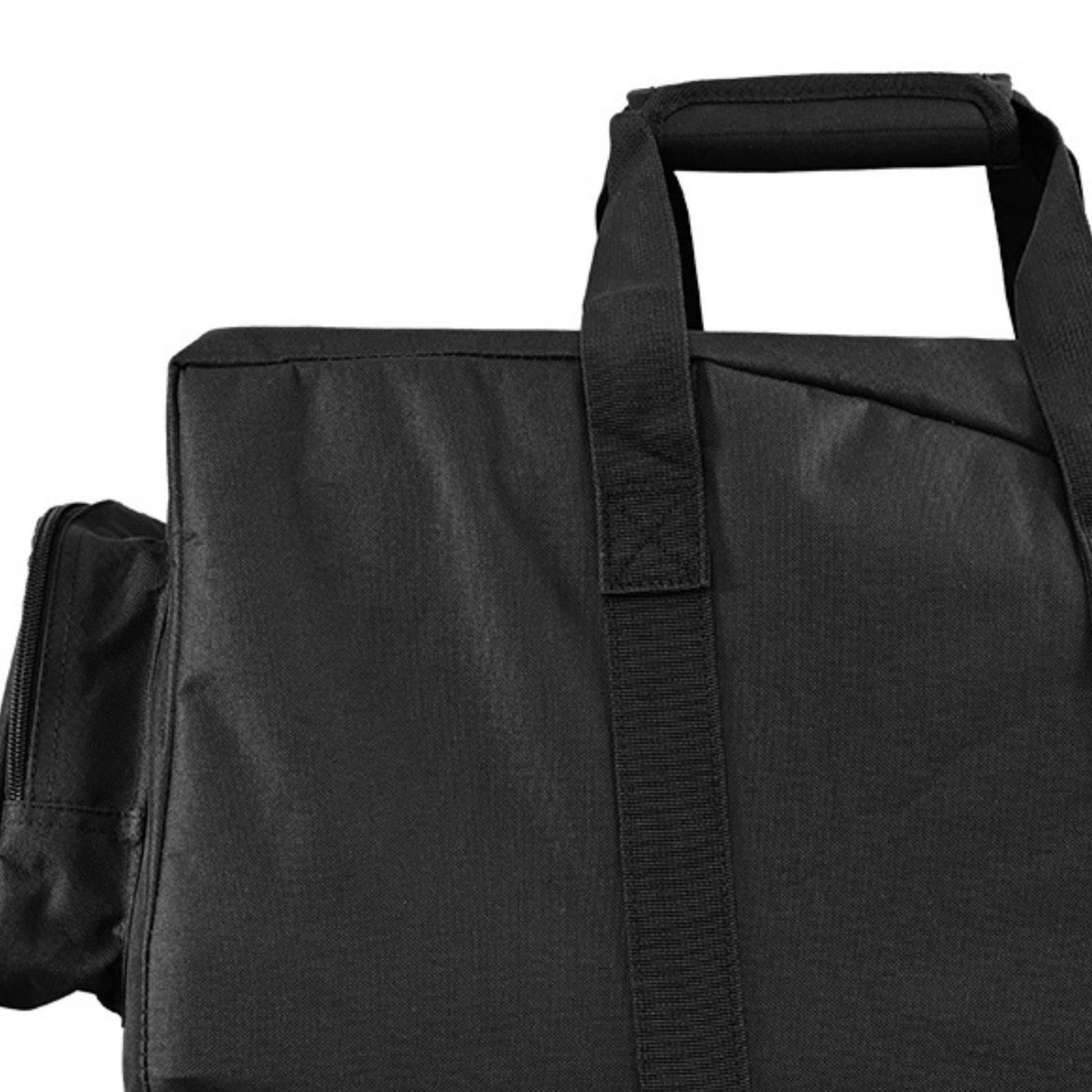 Black bag with a handle on a white background