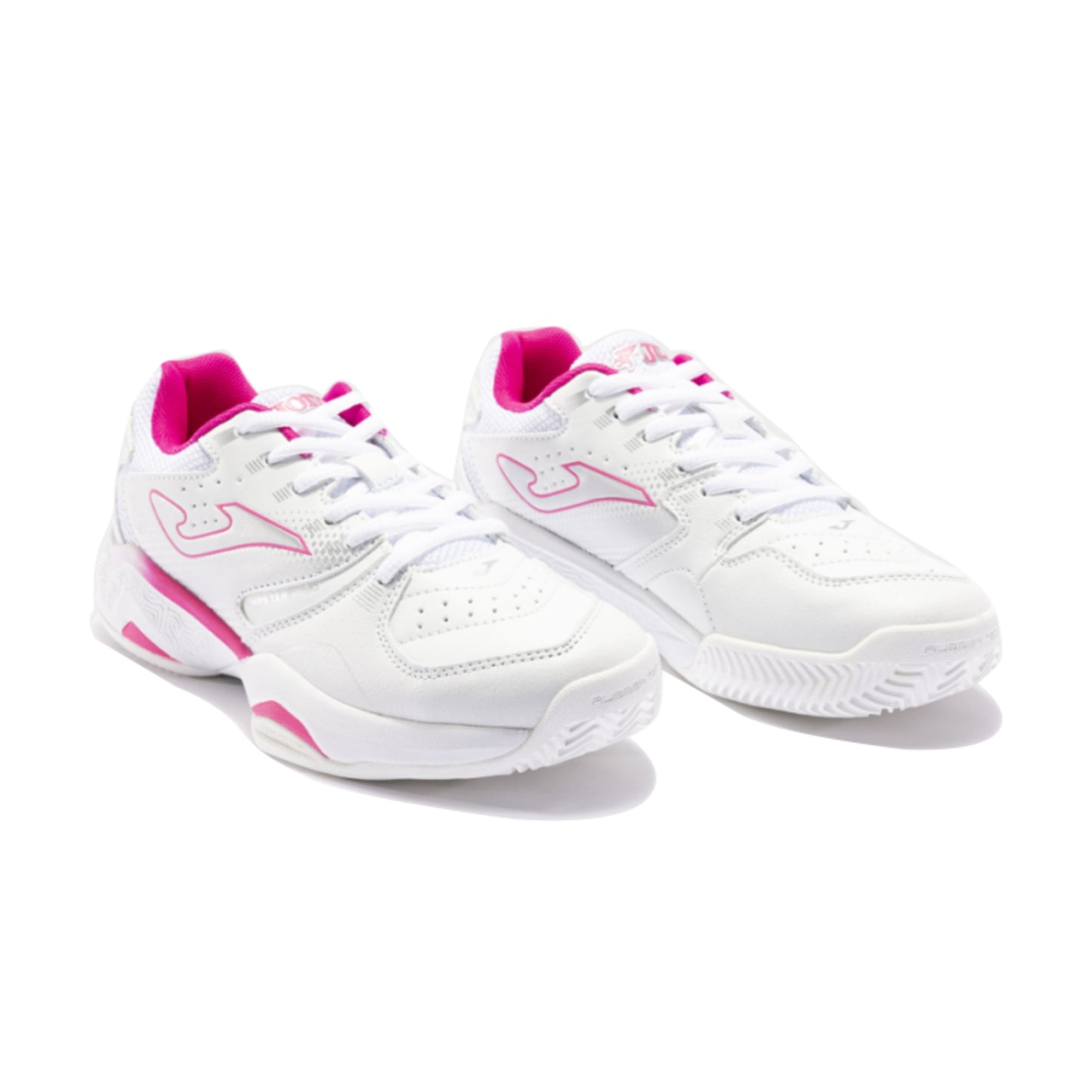 White and pink tennis shoes on a white background