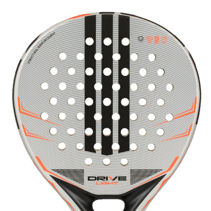 Padel racket with perforated design and visible branding on a white background