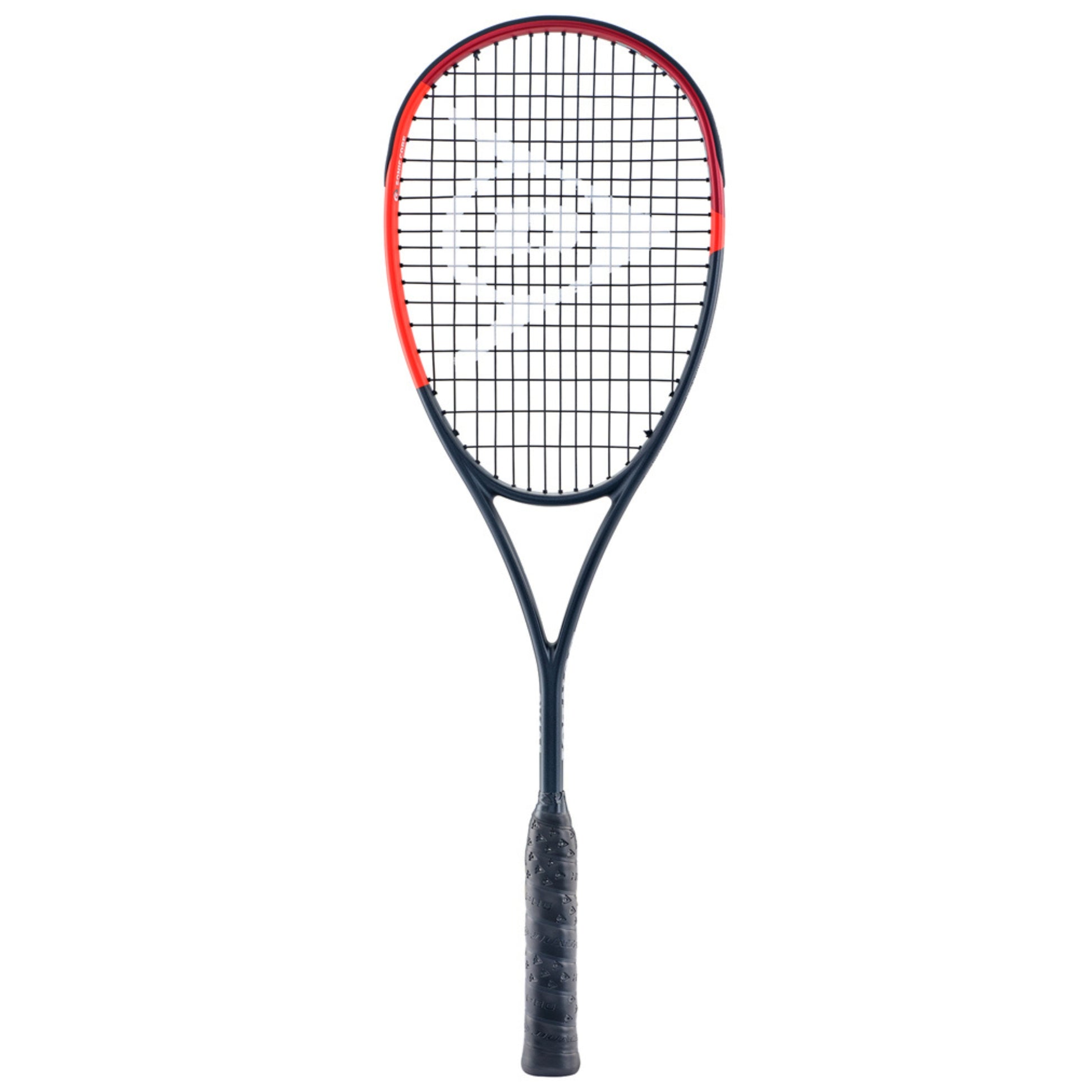 Dunlop Squash racket with red accents on a white background