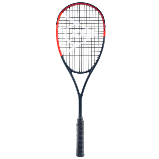 Dunlop Squash racket with red accents on a white background