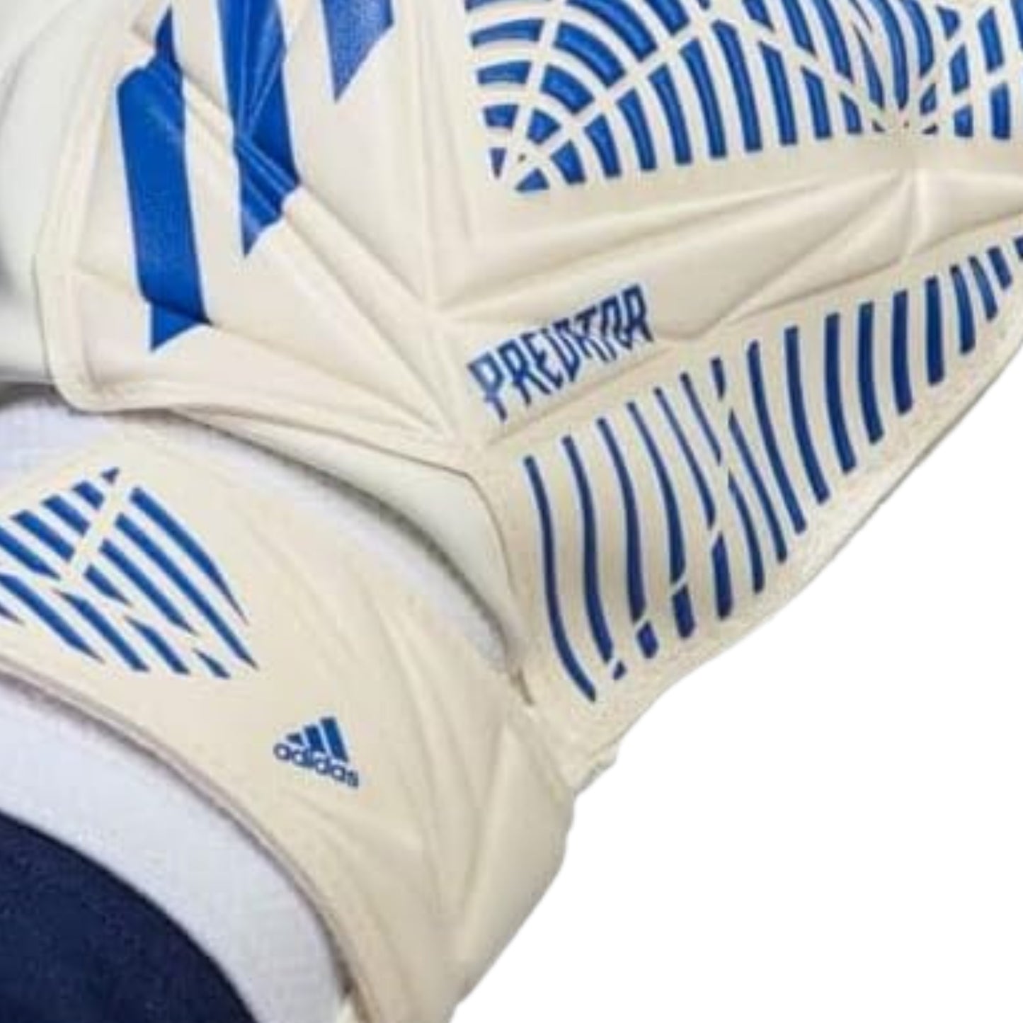 Close-up of a soccer ball with Adidas branding on a white background