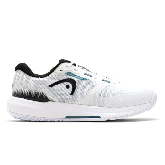 White Head tennis shoe with black and teal accents on a white background