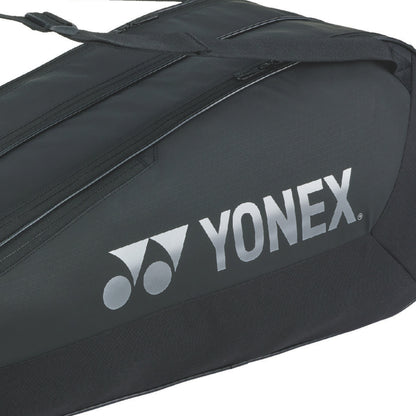 Black Yonex tennis bag with logo on a white background