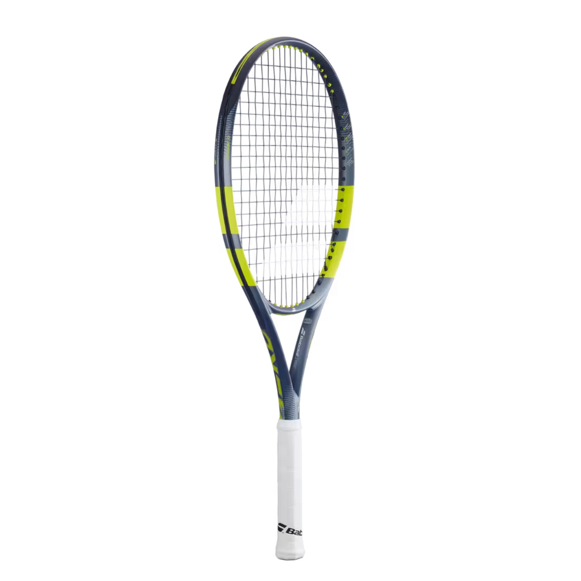 Babolat Tennis racket with a white handle on a white background