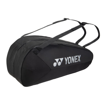 Black Yonex tennis bag on a white background