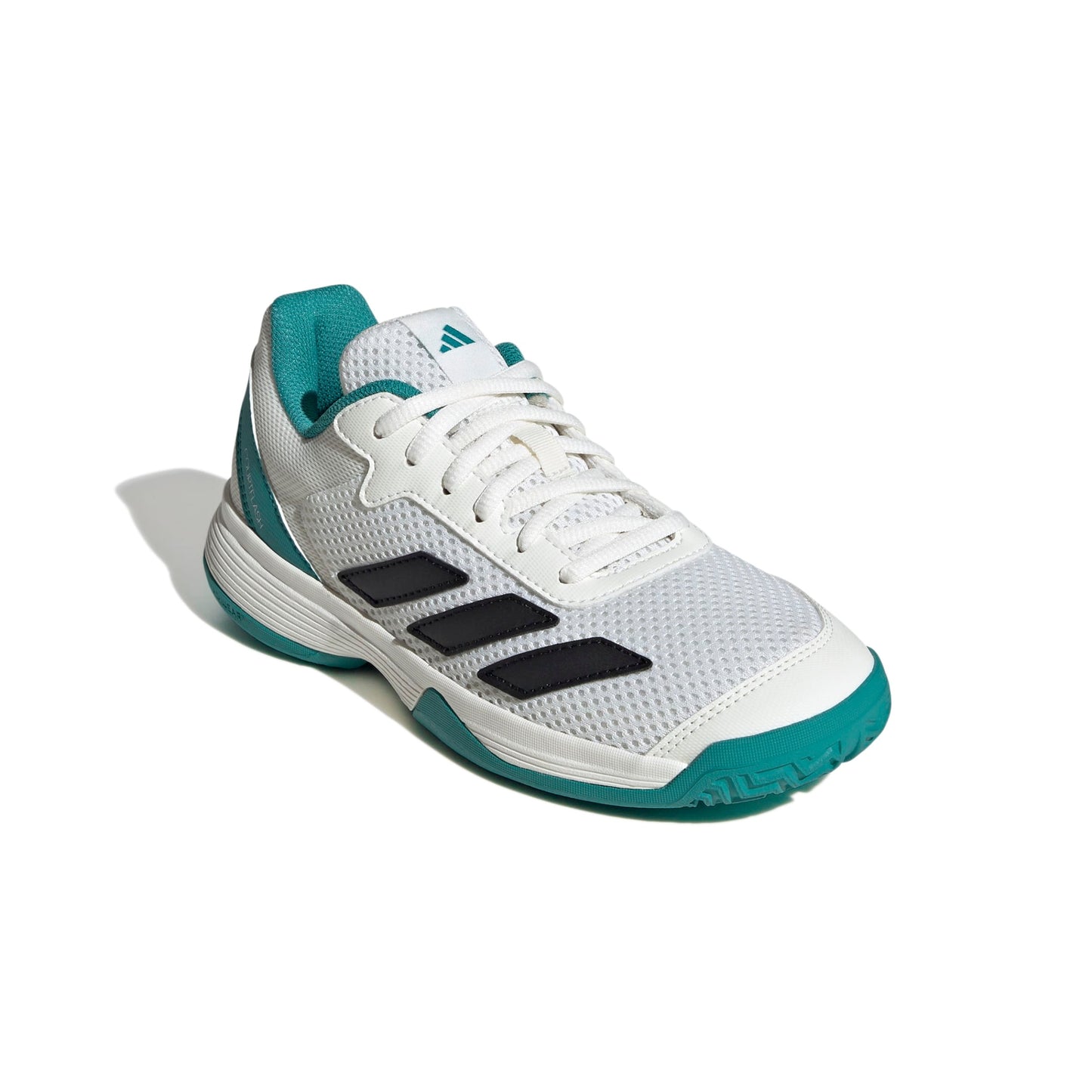 ADIDAS SHOE COURTFLASH KID WHITE/PURE TEAL (AW25)