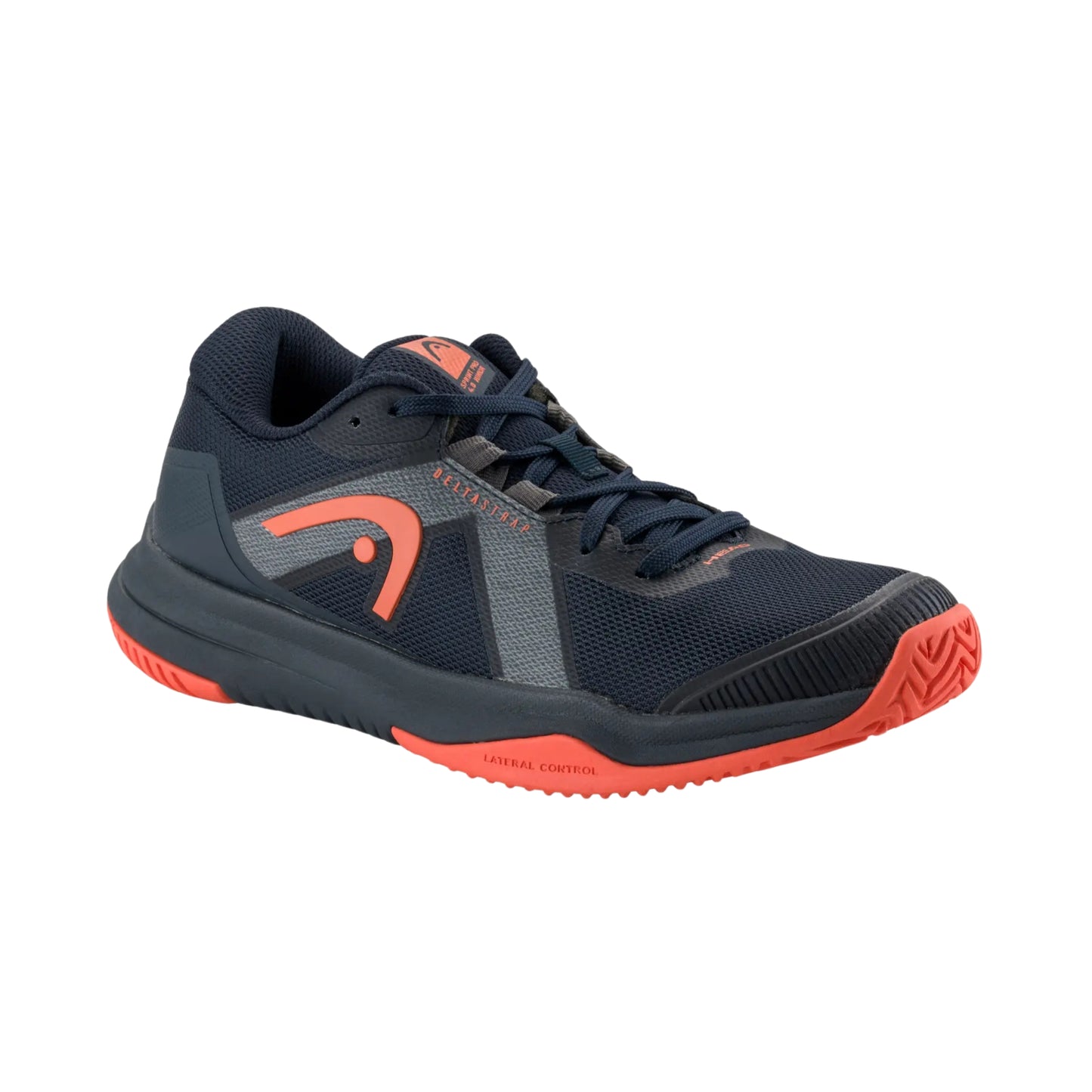 Navy blue with orange accents Head padel shoe on a white background