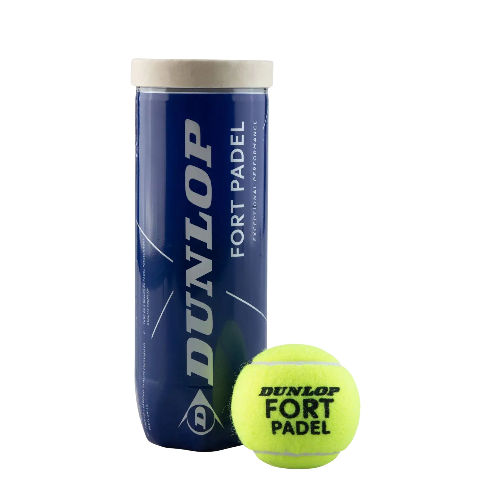 Dunlop Fort Padel tennis ball canister with a single yellow ball on a white background