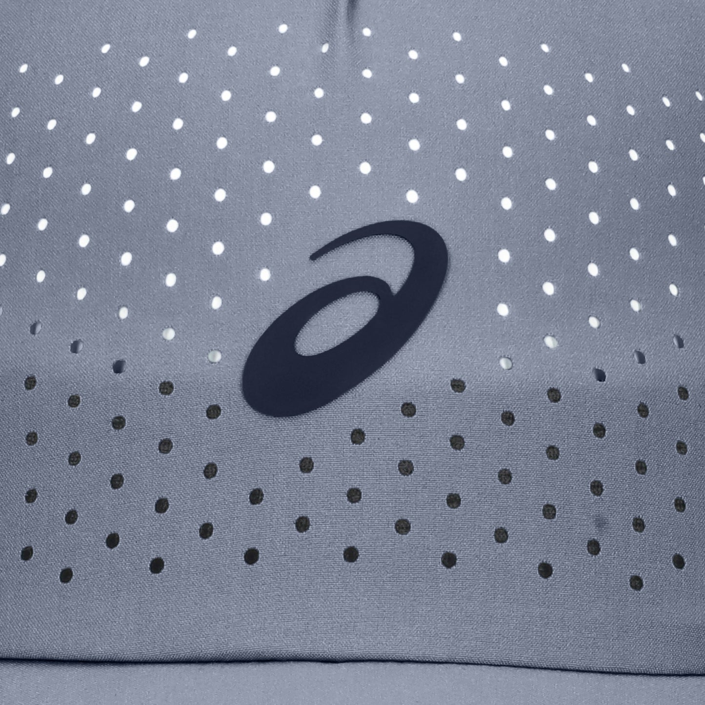 Gray cap with a brand Asics logo on a white background