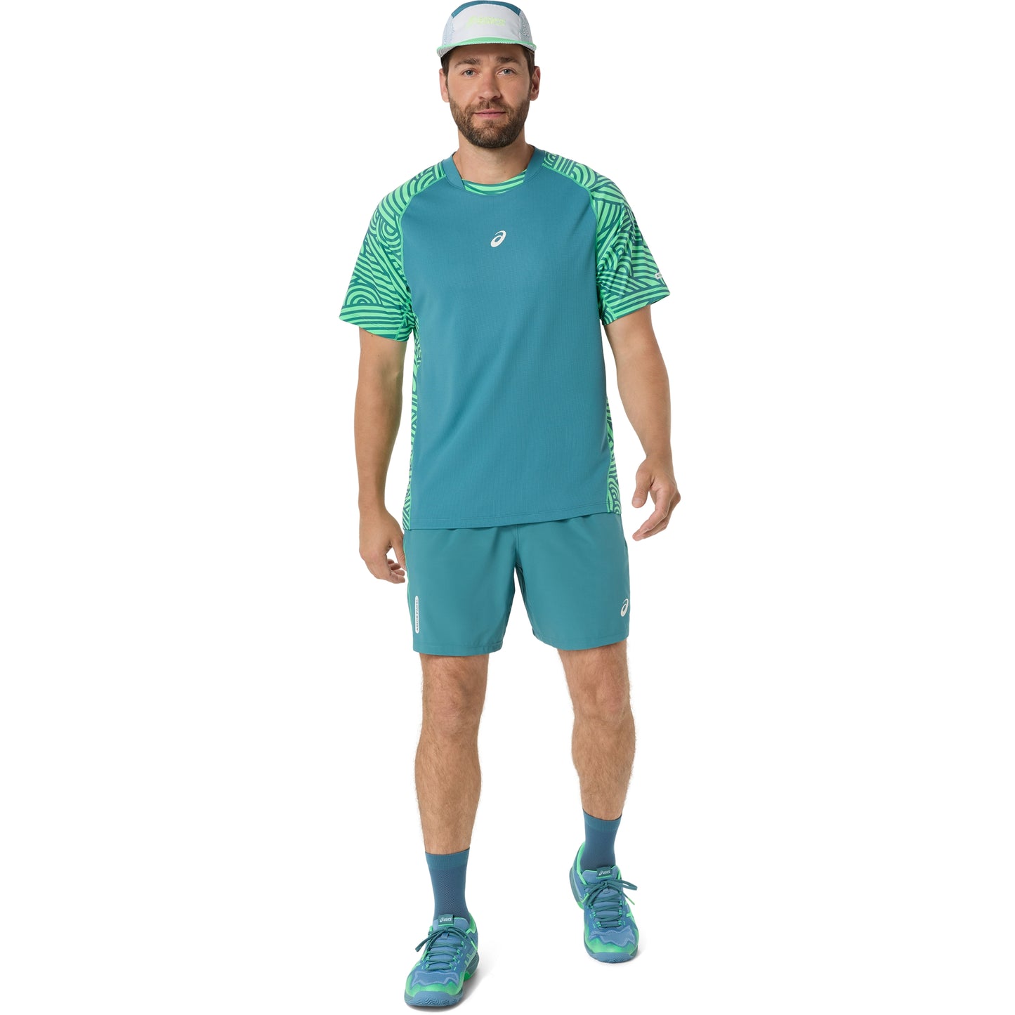 ASICS SHIRT TEE PADEL COURT PRINT MN MISTY PINE/VITAL GREEN (SS26)
