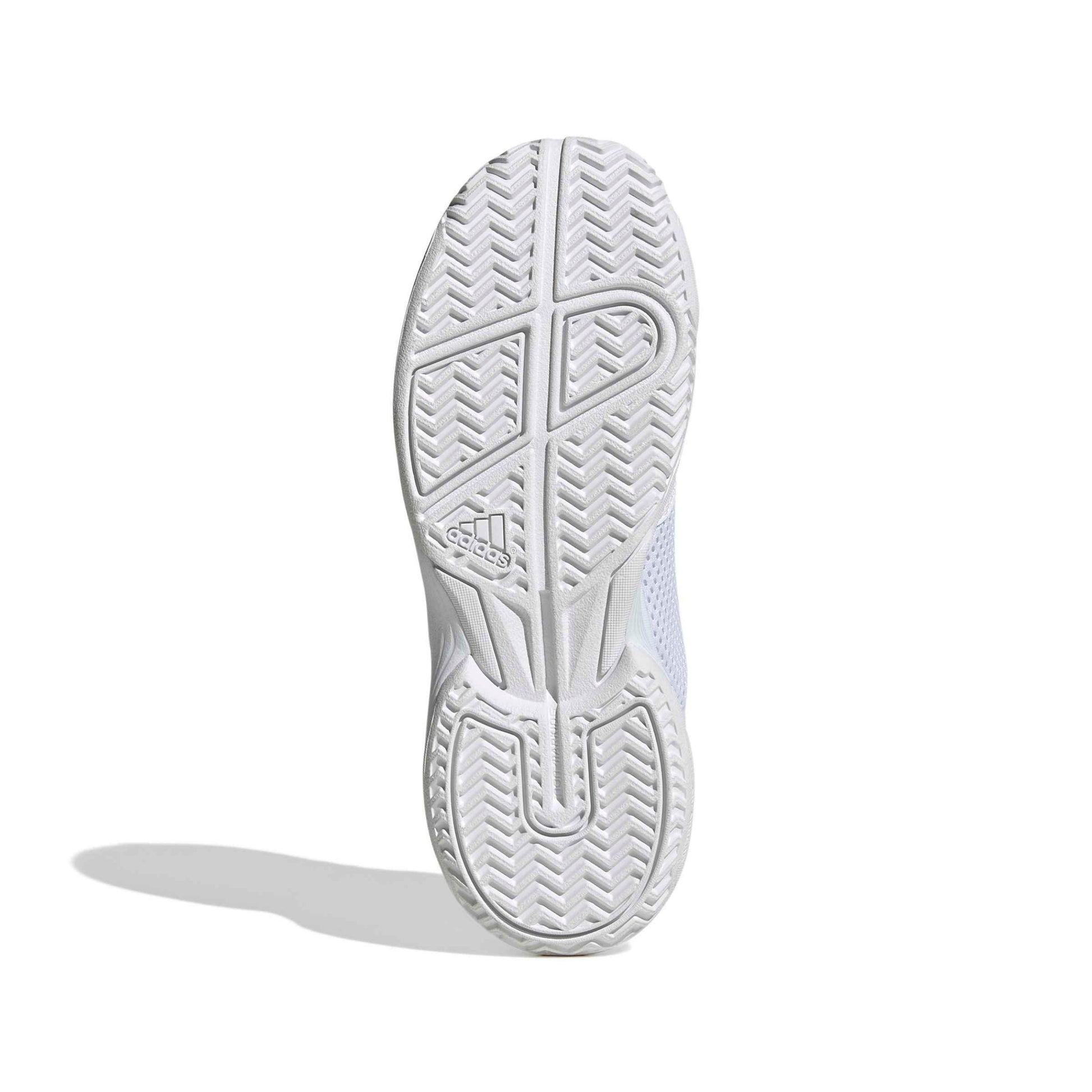 White athletic shoe sole with Adidas logo on a white background
