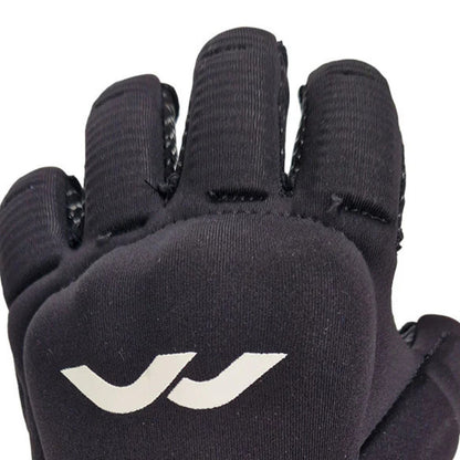 Black glove with a logo on a white background