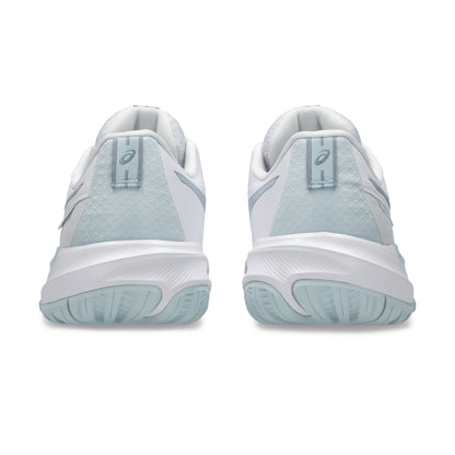 Back view of Asics shoes with Asics logo on a white background