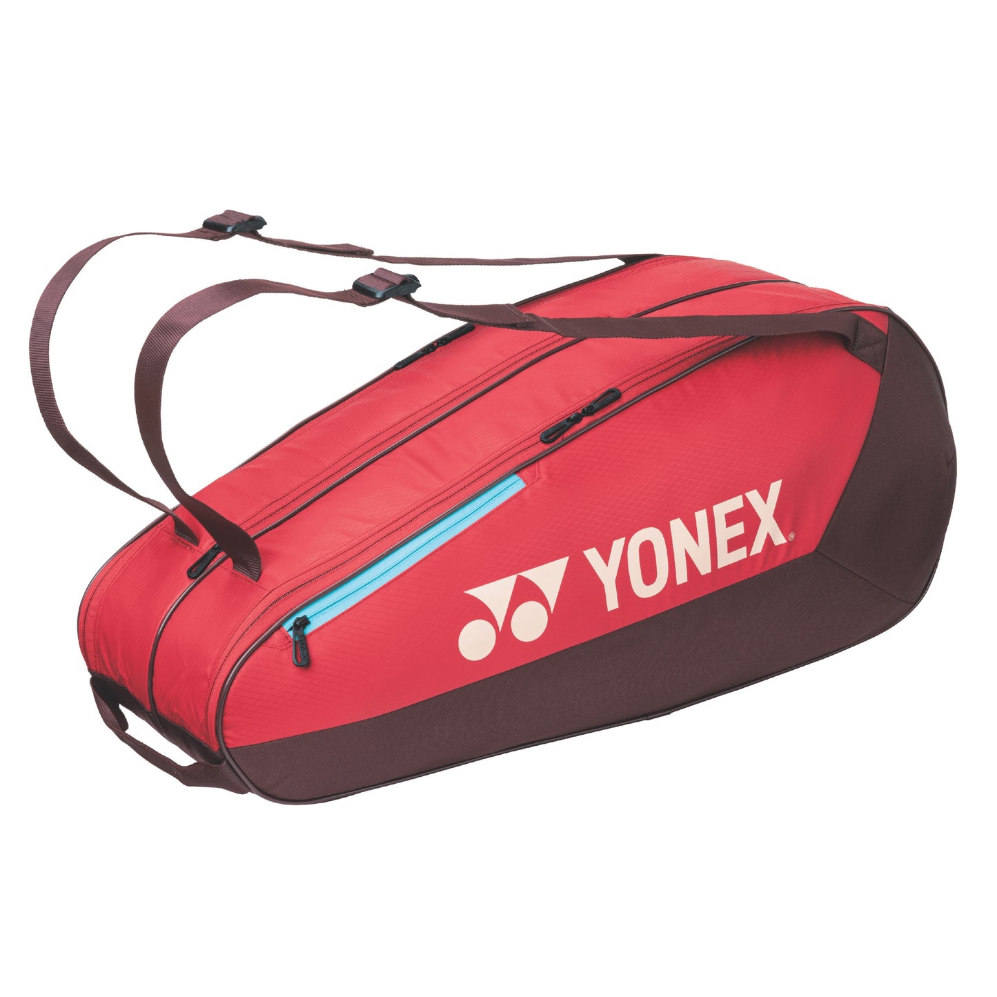 Red tennis bag with Yonex logo on a white background