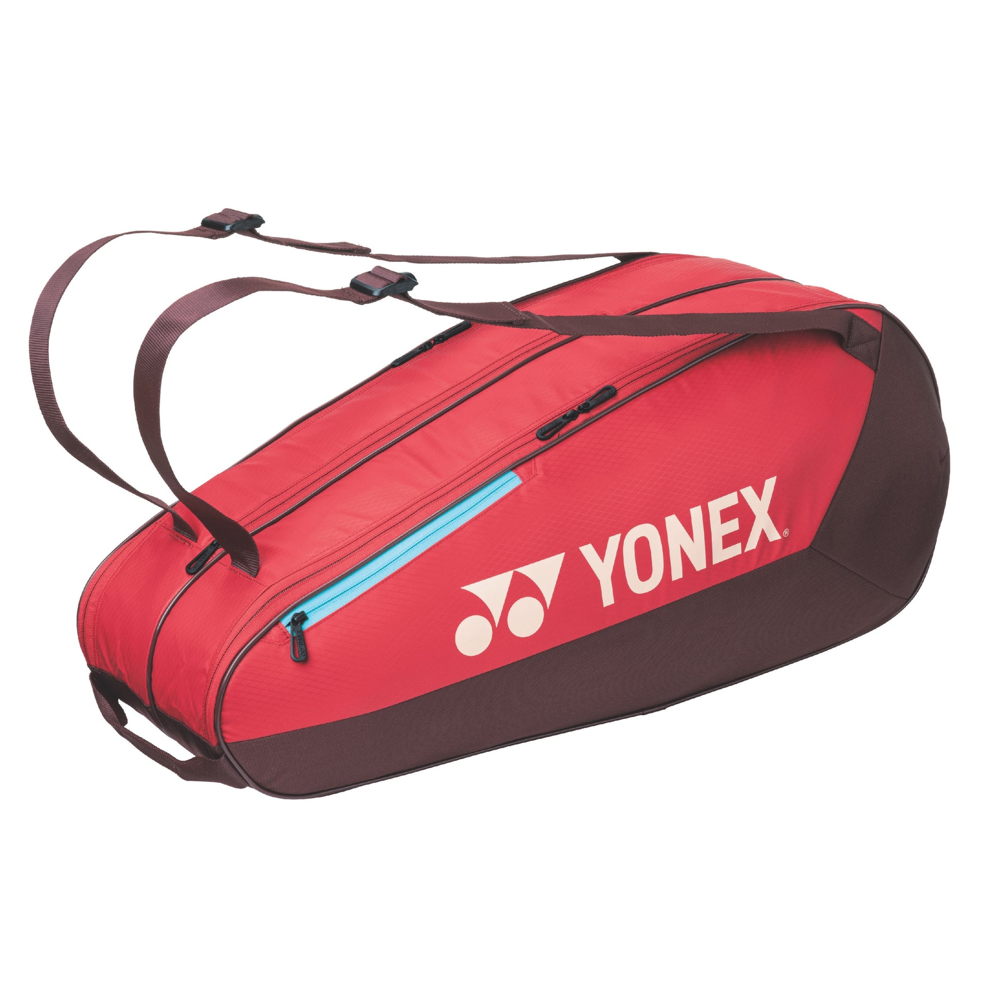 Red tennis bag with Yonex logo on a white background